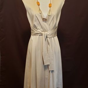 Calvin Klein tan pleated sleeveless dress